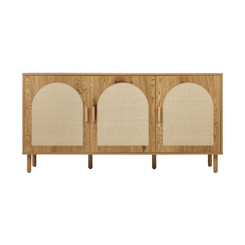 Oikiture Sideboard Storage Cabinet Cupboard Hallway Table Rattan Doors