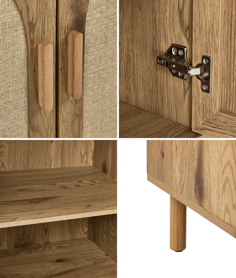 Oikiture Sideboard Storage Cabinet Cupboard Hallway Table Rattan Doors