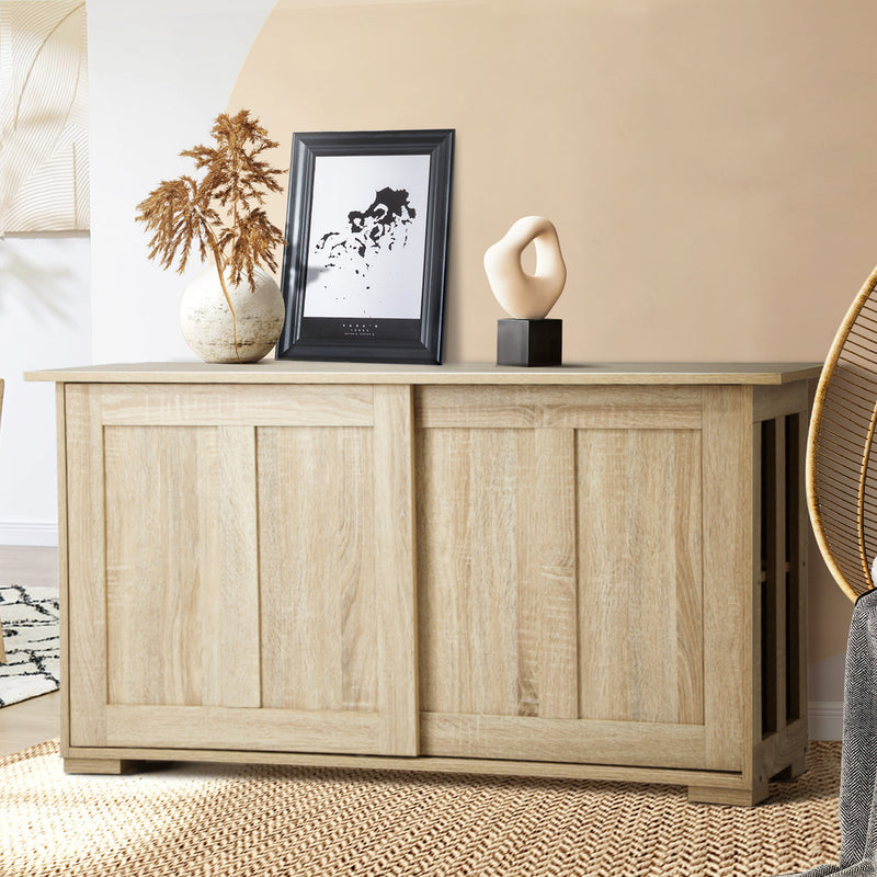 Oikiture Buffet Sideboard Storage Cabinet Kitchen Table Natural