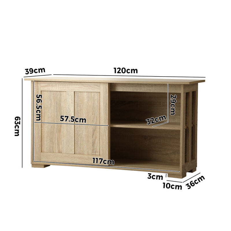 Oikiture Buffet Sideboard Storage Cabinet Kitchen Table Natural