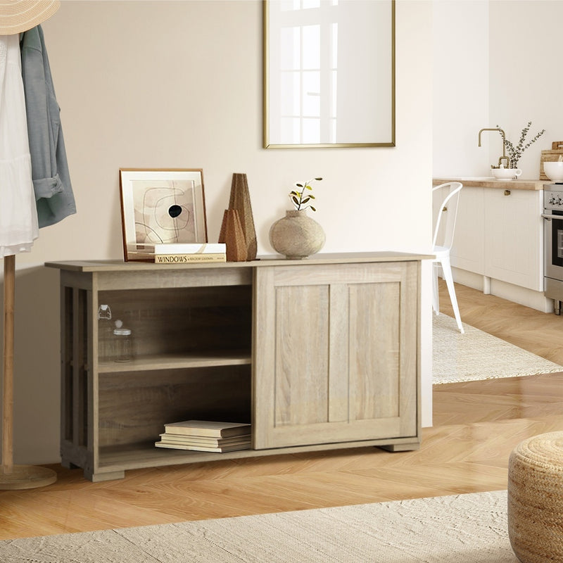 Oikiture Buffet Sideboard Storage Cabinet Kitchen Table Natural