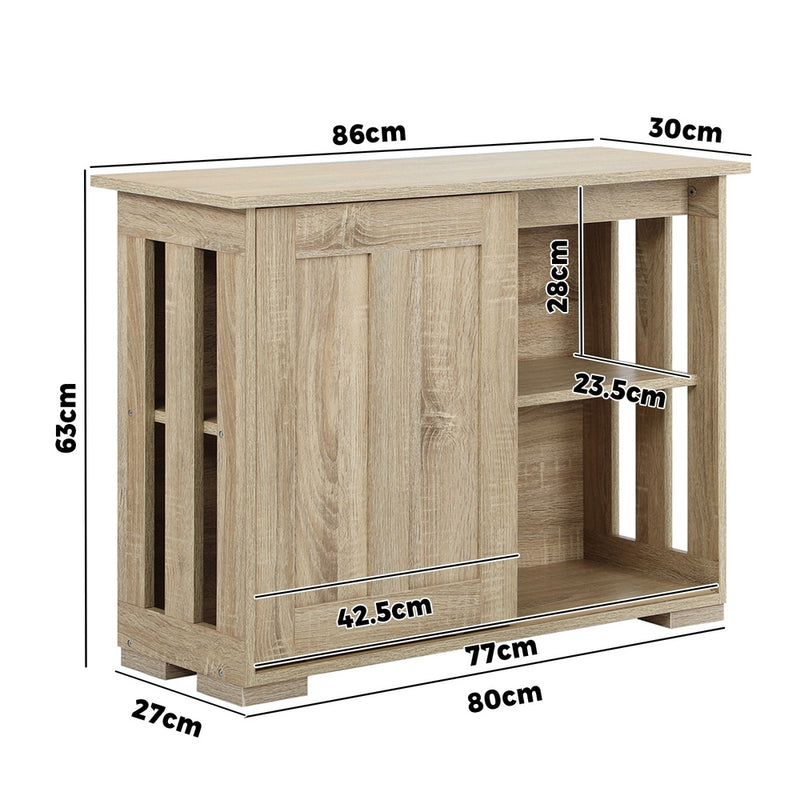 Oikiture Sideboard with Sliding Doors Wooden