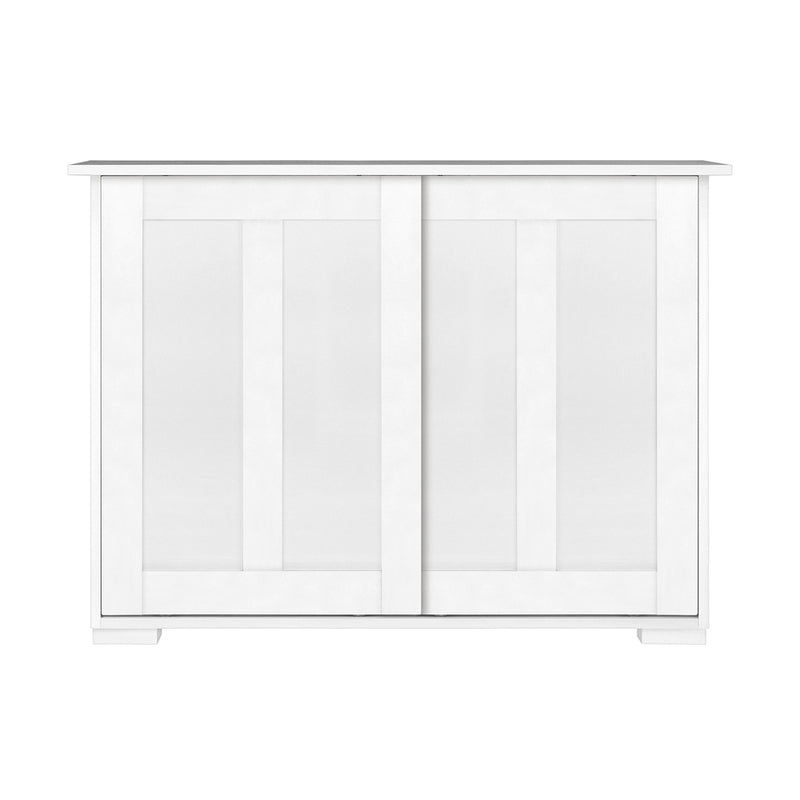 Oikiture Sideboard with Sliding Doors White