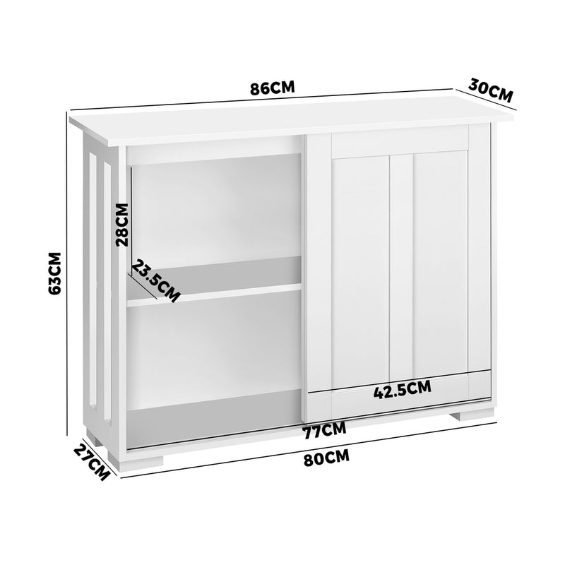 Oikiture Sideboard with Sliding Doors White