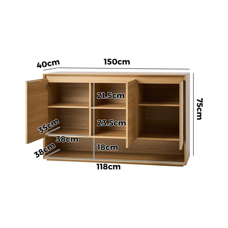 Oikiture Sideboard Storage 3 Doors Cupboard Hallway Table 120cm