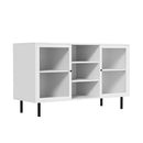 Oikiture Sideboard Buffet Tempered Glass Door 2 Drawers White