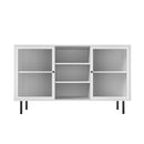 Oikiture Sideboard Buffet Tempered Glass Door 2 Drawers White