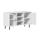 Oikiture Sideboard Buffet Tempered Glass Door 2 Drawers White