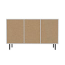 Oikiture Sideboard Buffet Tempered Glass Door 2 Drawers White