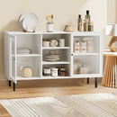 Oikiture Sideboard Buffet Tempered Glass Door 2 Drawers White