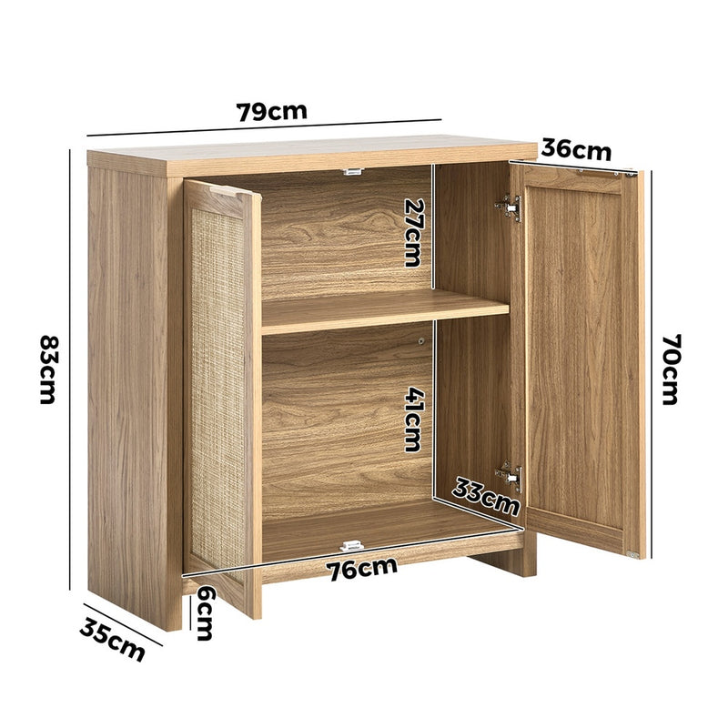 Oikiture Buffet Sideboard Rattan Storage Cabinet Kitchen Hallway Table