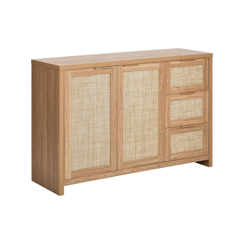 Oikiture Buffet Sideboard Cabinet Rattan 3 Drawer Hallway Table