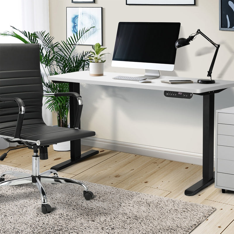 Oikiture 120CM Electric Standing Desk Single Motor Black&White