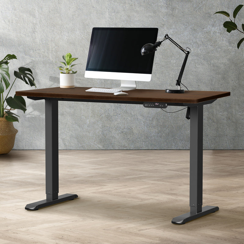 Oikiture 120CM Electric Standing Desk Single Motor Black&Walnut