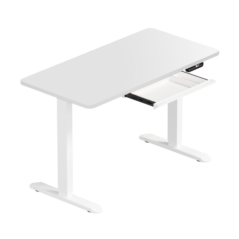 Oikiture 120cm Electric Standing Desk With Drawer Adjustable White