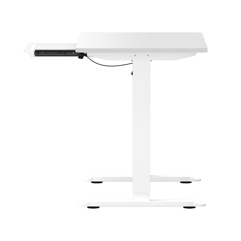 Oikiture 120cm Electric Standing Desk With Drawer Adjustable White