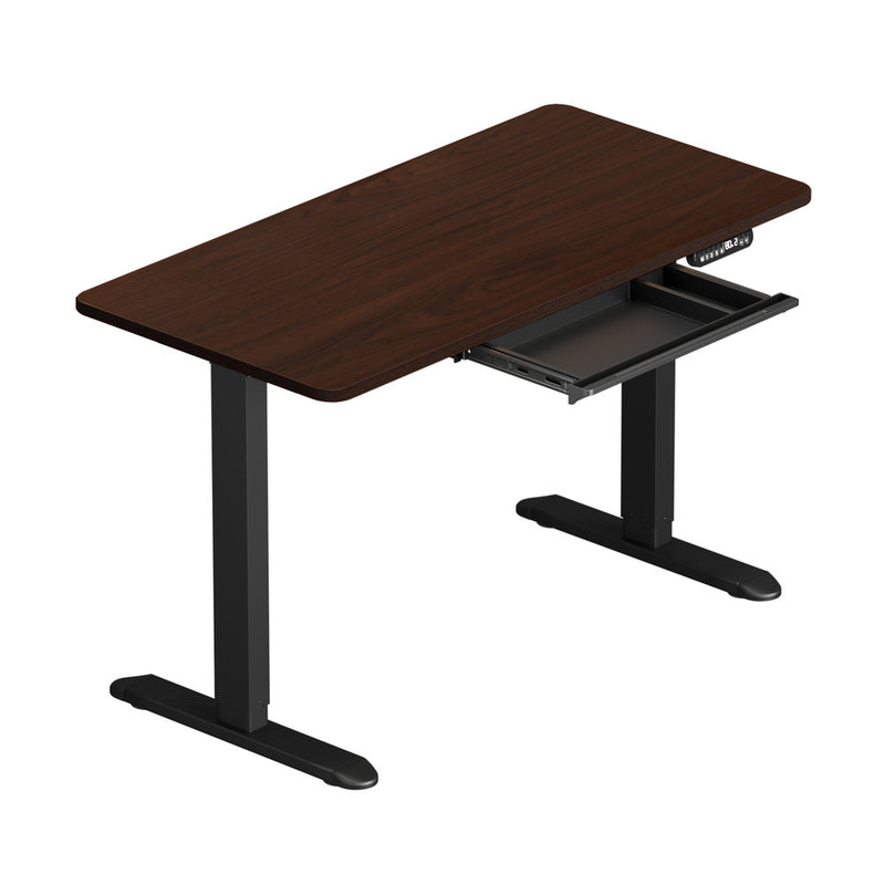 Oikiture 140cm Electric Standing Desk With Drawer Adjustable Black