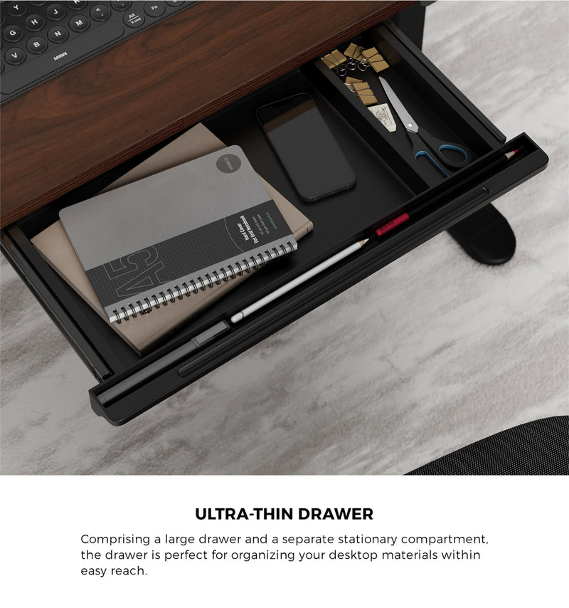 Oikiture 140cm Electric Standing Desk With Drawer Adjustable Black