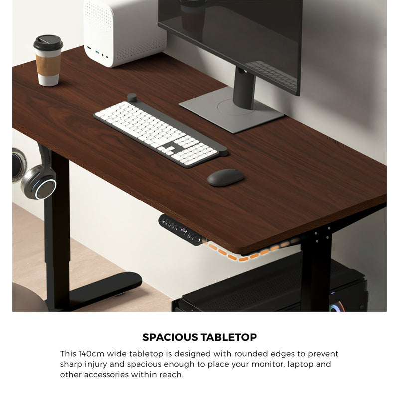 Oikiture 140cm Electric Standing Desk With Drawer Adjustable Black