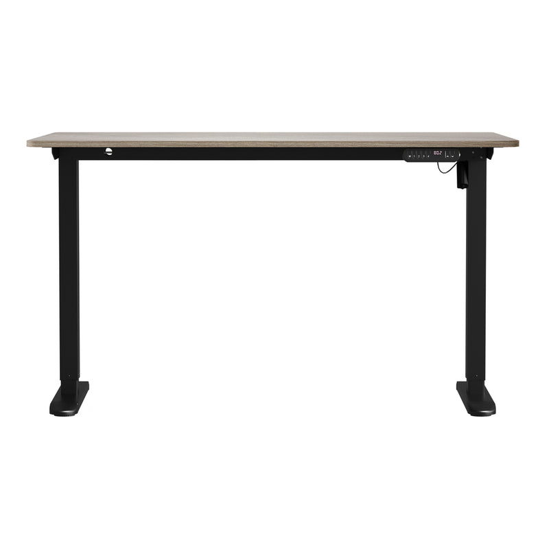 Oikiture Electric Standing Desk Single Motor Black&Grey-Oak 140CM