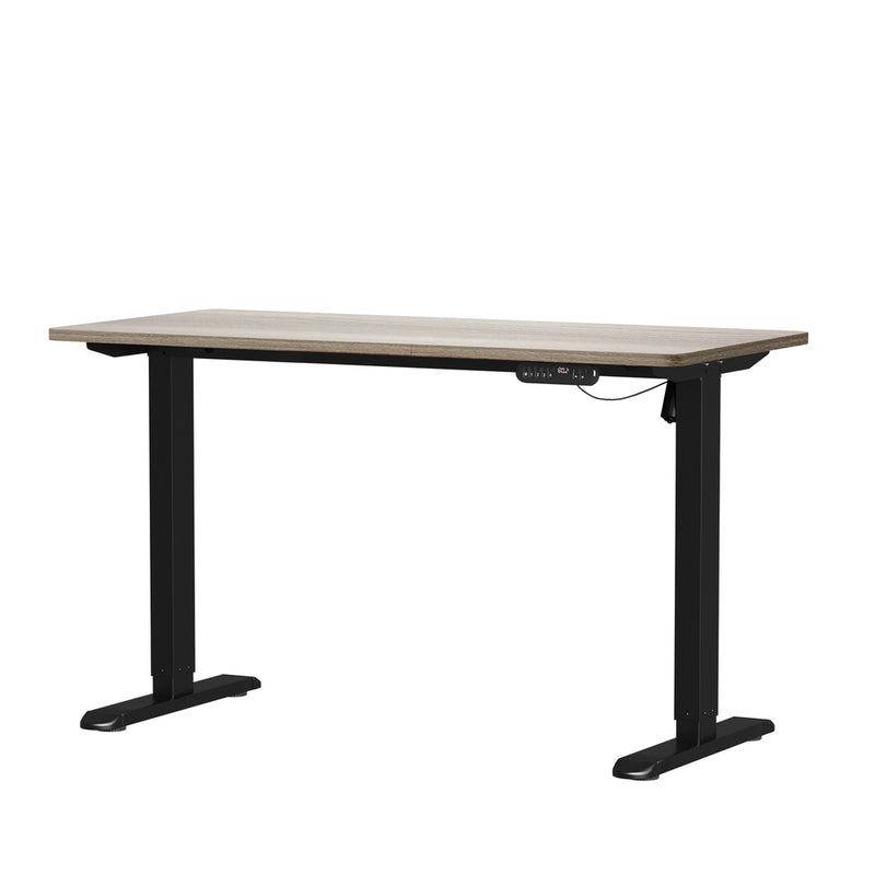 Oikiture Electric Standing Desk Single Motor Black&Grey-Oak 140CM