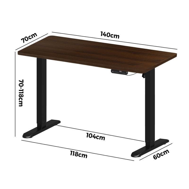 Oikiture Electric Standing Desk Single Motor Black&Walnut 140CM