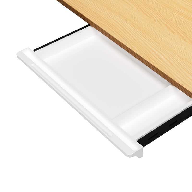 Oikiture 140cm Electric Standing Desk With Drawer Adjustable White