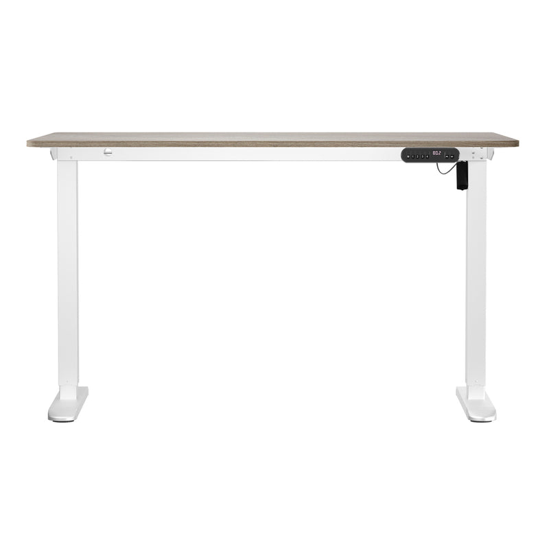 Oikiture Electric Standing Desk Single Motor White&Grey-Oak 140CM