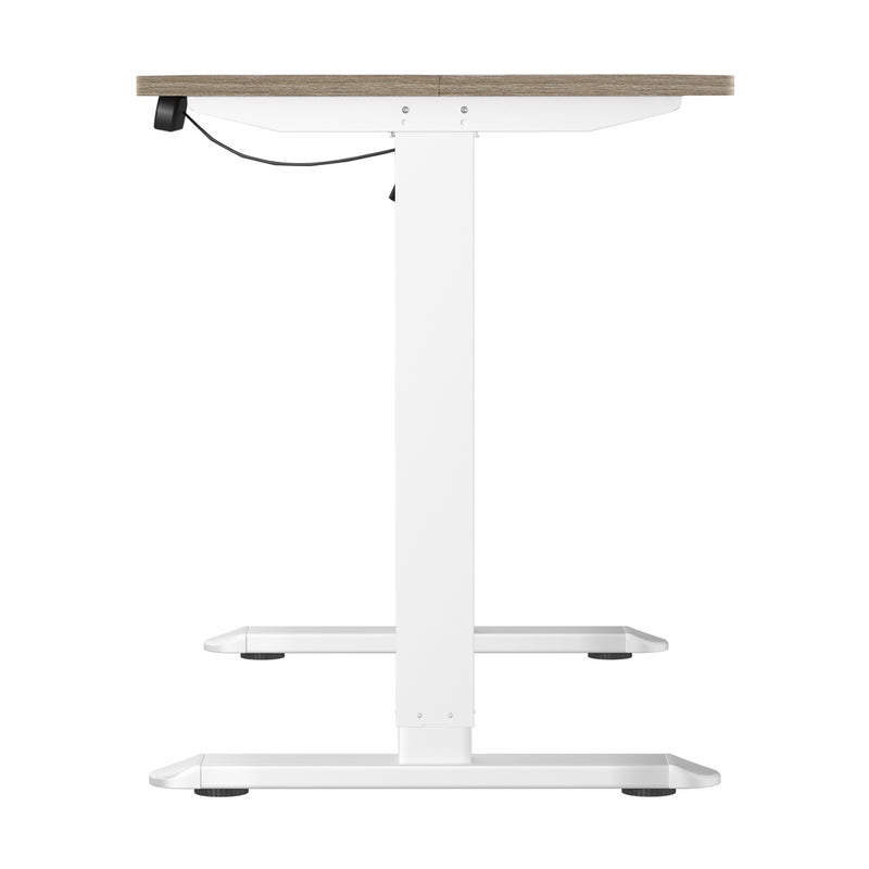 Oikiture Electric Standing Desk Single Motor White&Grey-Oak 140CM