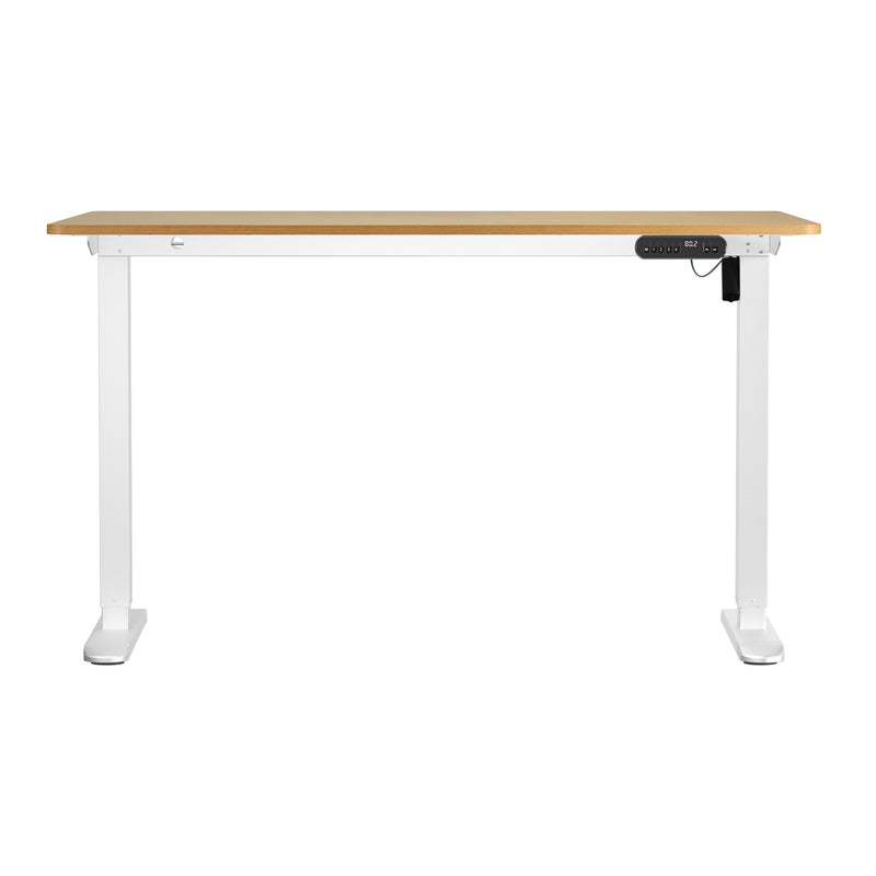 Oikiture Electric Standing Desk Single Motor White&Oak 140CM