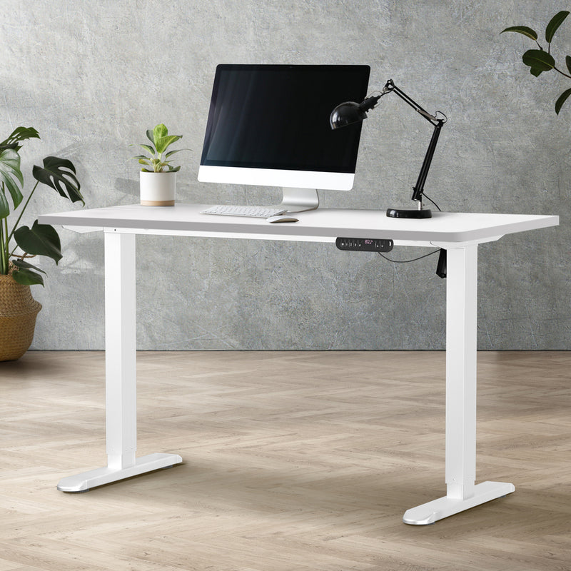 Oikiture Electric Standing Desk Single Motor White 140CM