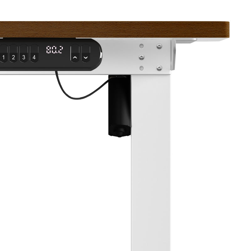 Oikiture Electric Standing Desk Single Motor White&Walnut 140CM