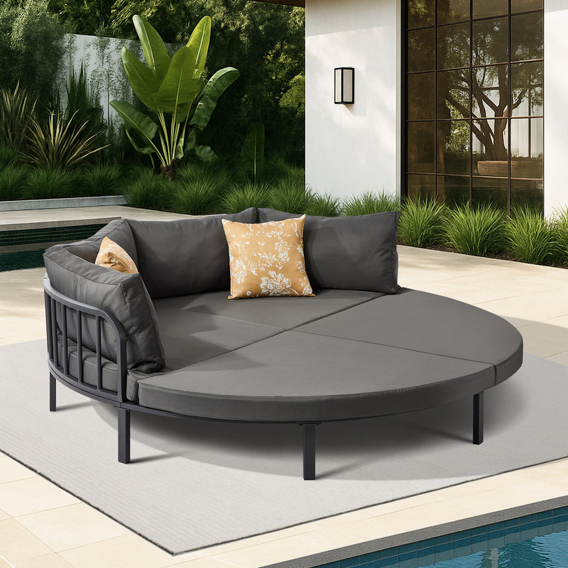 Livsip Outdoor Round Daybed Large Sun Lounge Furniture Lounger Sofa