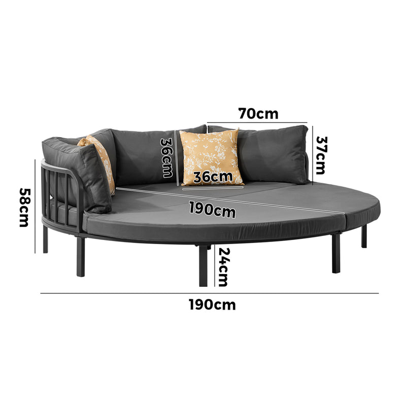 Livsip Outdoor Round Daybed Large Sun Lounge Furniture Lounger Sofa