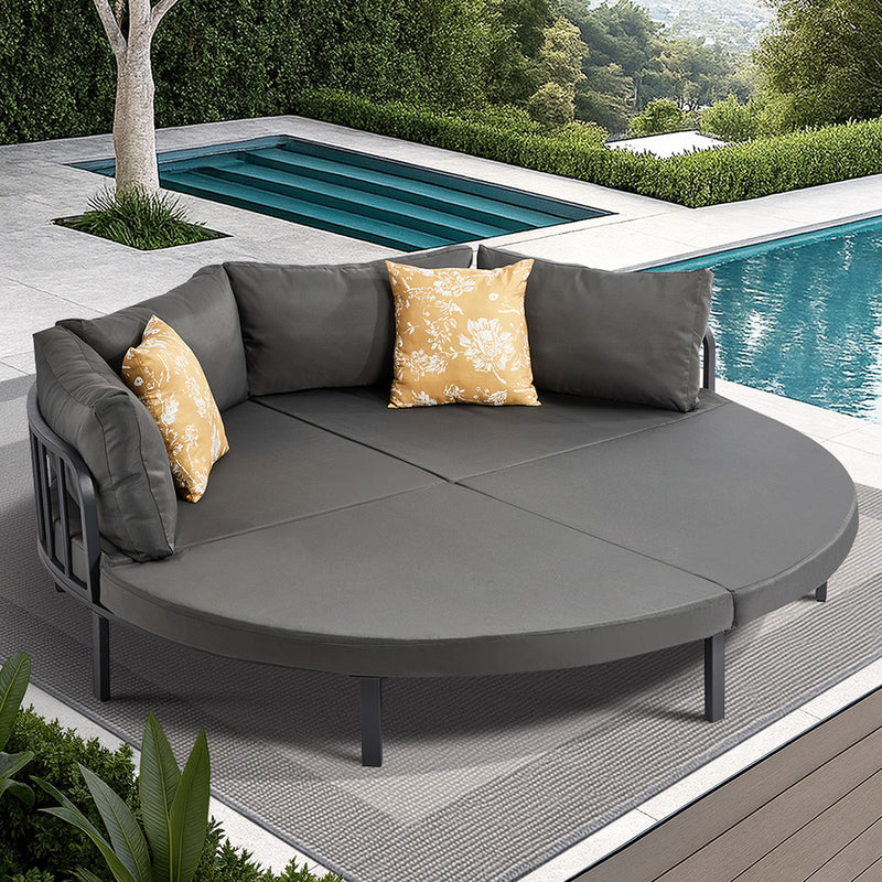 Livsip Outdoor Round Daybed Large Sun Lounge Furniture Lounger Sofa