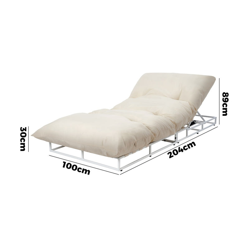 Livsip Outdoor Sun Lounge Day Bed Patio Chair Beige