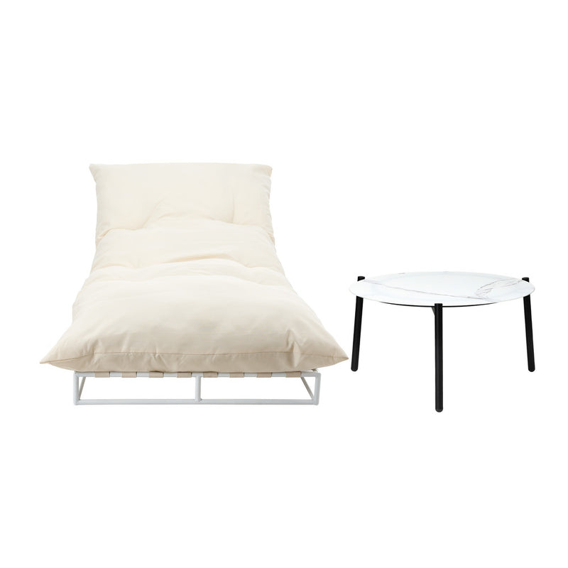 Livsip Outdoor Sun Lounger with Table Outdoor Patio Set Beige