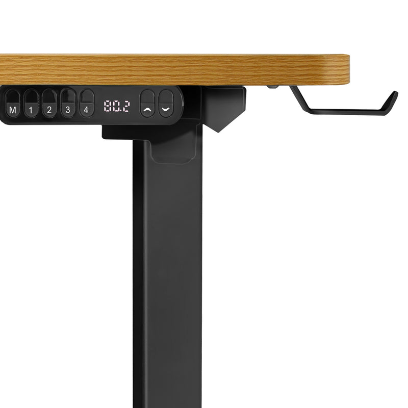 Oikiture L-shape Electric Standing Desk Single Motor 145CM Black&Oak