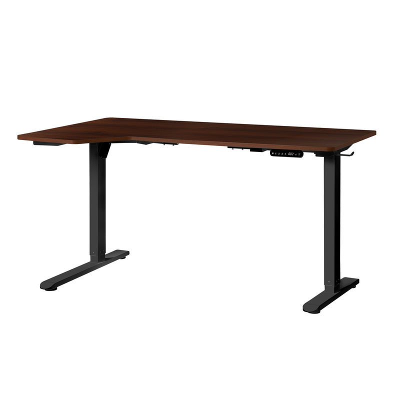 Oikiture L-shape Electric Standing Desk Single Motor 145CM Black&Walnut