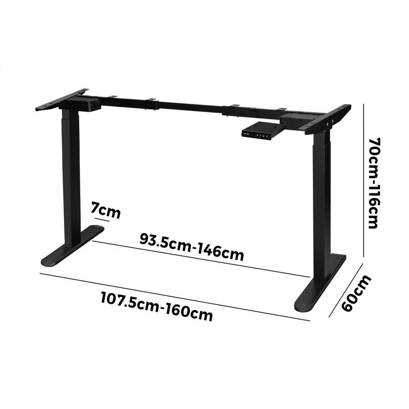 Oikiture Standing Desk Frame Adjustable Dual Motor Black