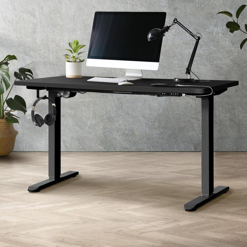 Oikiture Standing Desk Adjustable Motorised 140cm Black