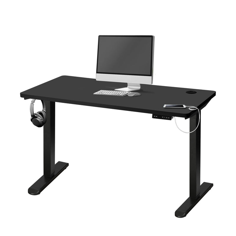 Oikiture Standing Desk Adjustable Motorised 140cm Black