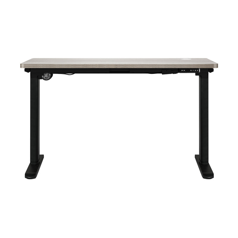 Oikiture 140cm Electric Standing Desk Single Motor Black&Grey-Oak