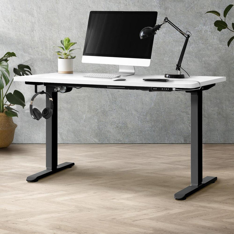 Oikiture Standing Desk Adjustable Motorised 140cm Black&White