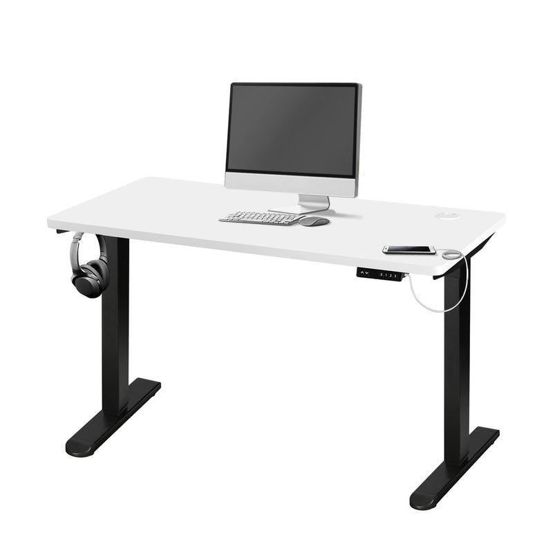 Oikiture Standing Desk Adjustable Motorised 150 Black&White