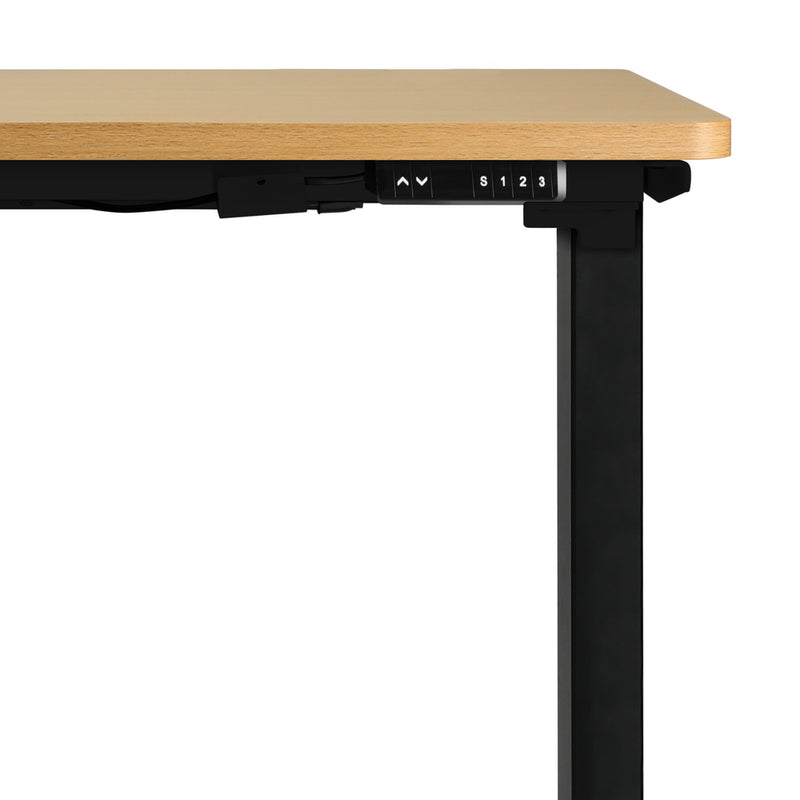 OIKITURE Sit Stand Desk Motorised Adjustable 160cm Black&Oak