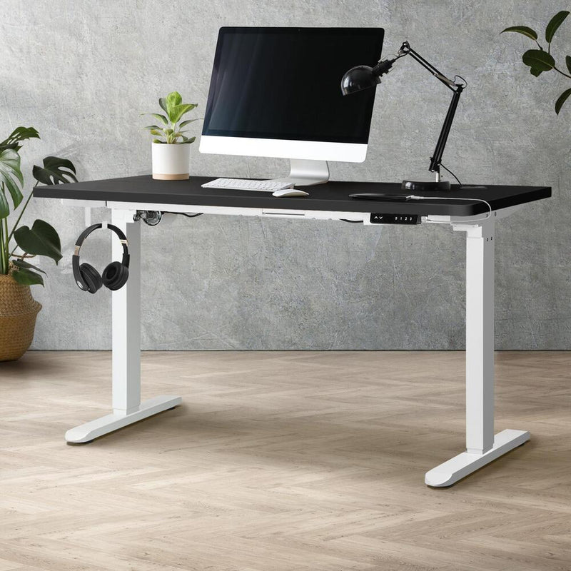 Oikiture Standing Desk Adjustable Motorised 140cm White&Black