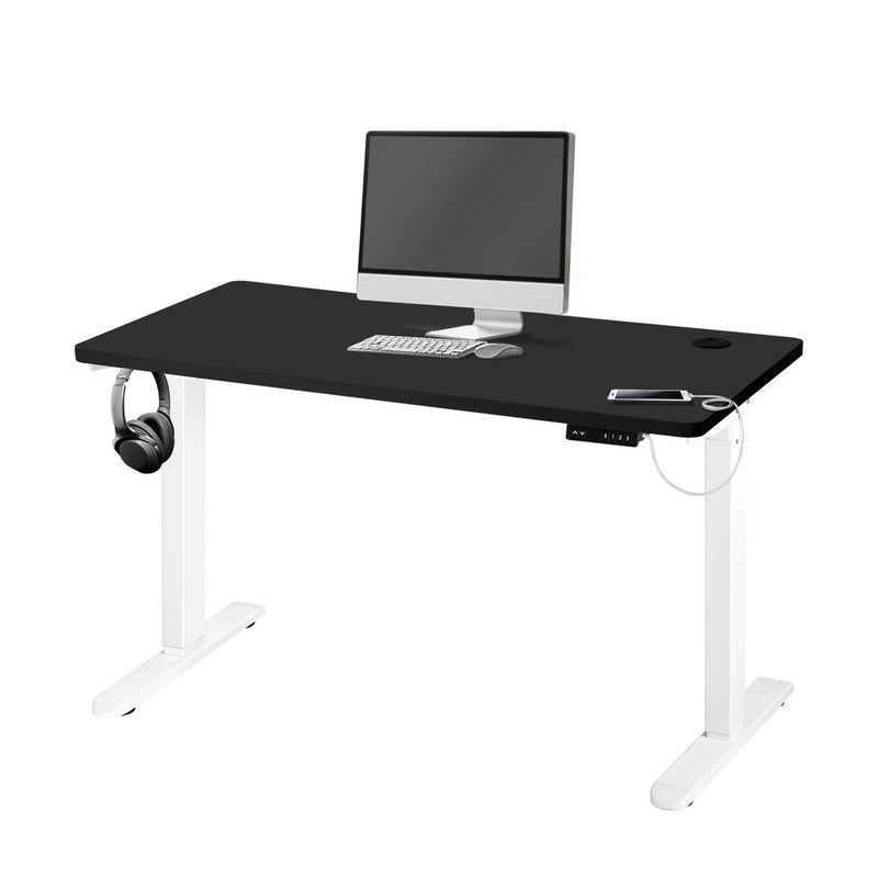 Oikiture Standing Desk Adjustable Motorised 140cm White&Black