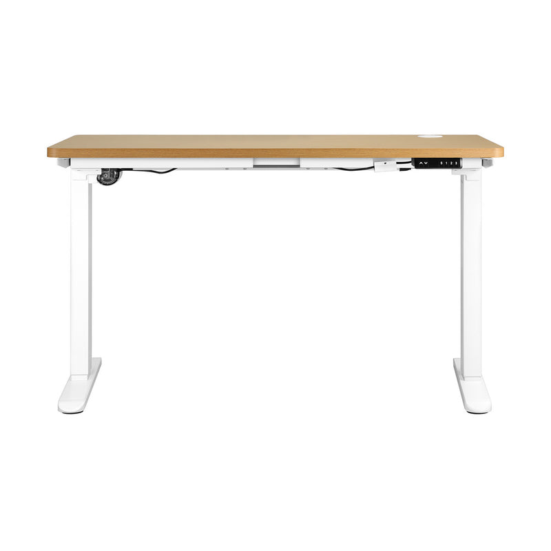 Oikiture Standing Desk Adjustable Motorised 140cm White&Oak