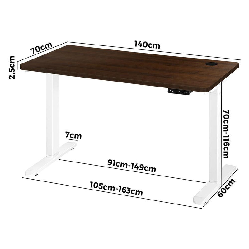 Oikiture Standing Desk Adjustable Motorised 140cm White&Walnut